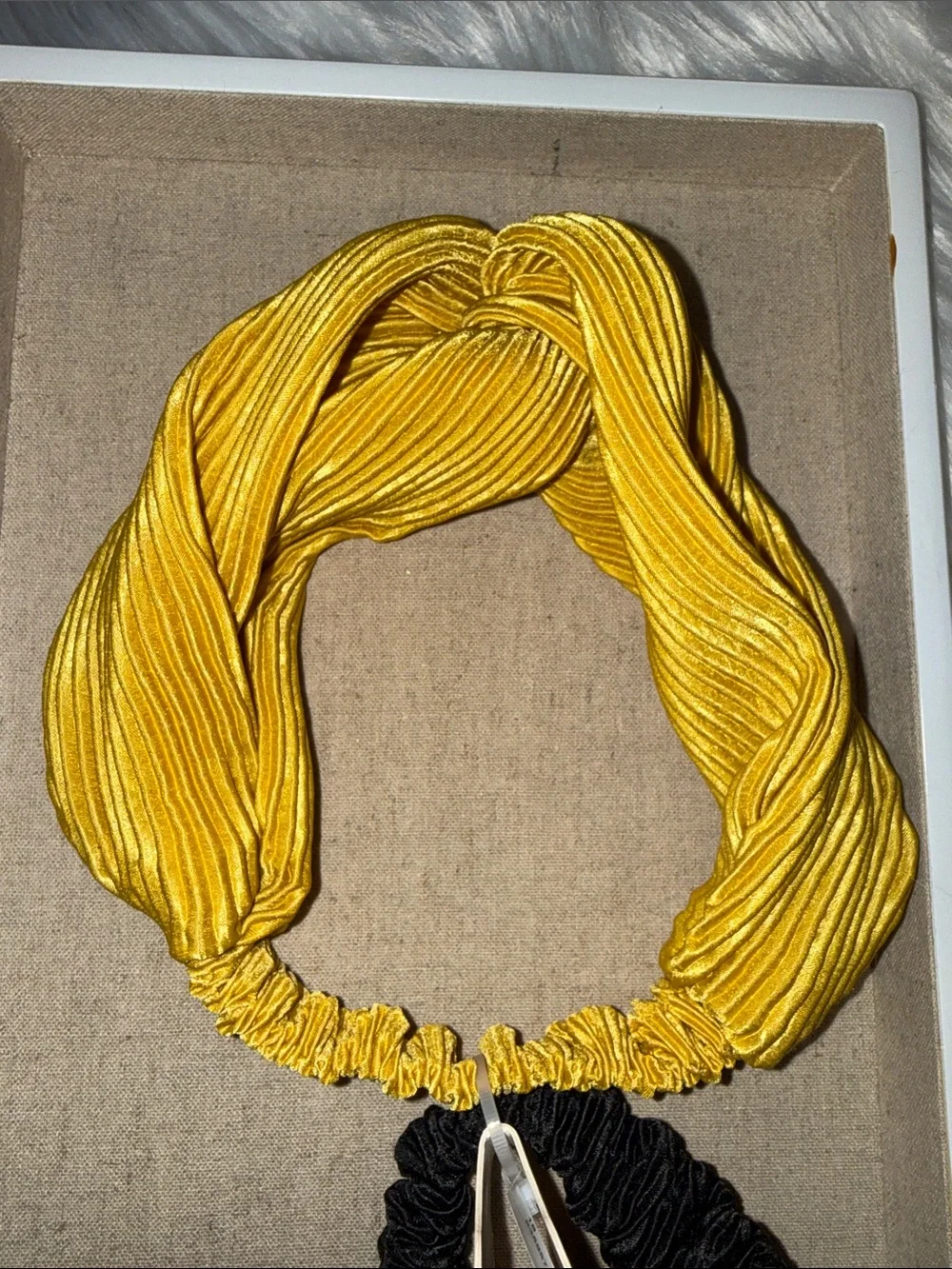 C&C California Pleated Satin Headband Set - Black & Mustard Yellow